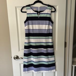 Striped Blue and White Talbots Sheath Dress